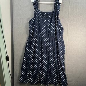 Girl With Curves Regular Chiffon Ruffle Midi Dress Navy Dot Size 2X